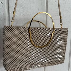 Vintage Beige and Gold Women's Handbag Clutch /Shoulder bag